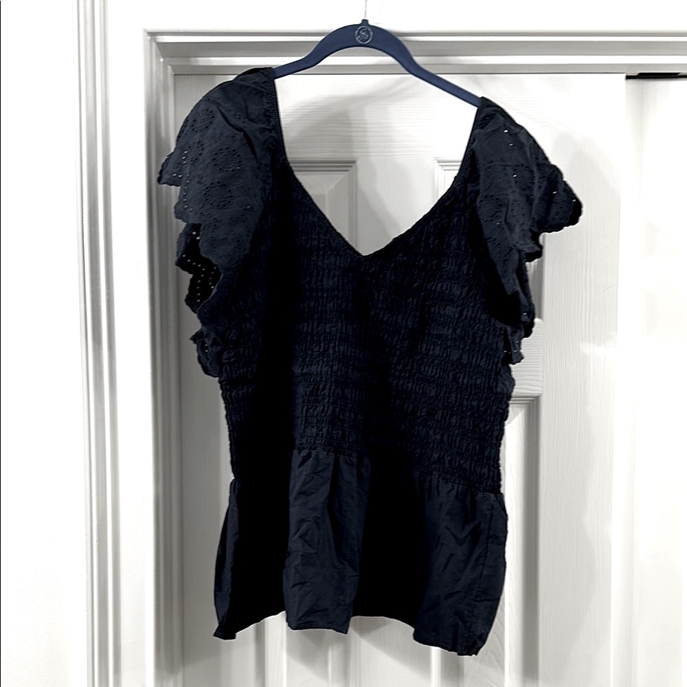 Time and Tru Women's Eyelet Peplum Top